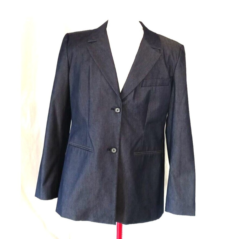 Tommy Hilfiger Women's Blue Twill 2 Button Blazer with Red Lining NWT Size 14